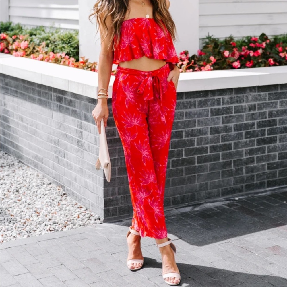 Vici Collection Maldives Floral Tie Waist Pant